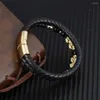 Braccialetti con ciondoli ZG Bracciale da uomo in stile democratico in pelle intrecciata con perline in acciaio inossidabile Pixiu prepotente gioielli in titanio