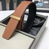 Black Leather Belt Gold Buckle Soft Grain Belt Reversible Classic Styles Men Casual/Dress Belts Waistband Casual Belt with Box