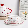 Mugs Creative Ceramic Mug Dining Room Desktop Heart Pattern Kettle Simple Afternoon Tea Cup And Saucer Set Modern Home Decoration
