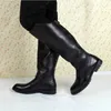 Stiefel Mode Herren Schwarz Kniehohe Britische Desiger Zurück Reißverschluss Lange Motorradschuhe Antike Cosplay Armee Botas Casual Komfort Warm 230320