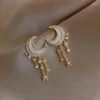 Dangle Earrings Temperament Star And Moon Heart For Women Gold Color Metal Imitation Pearl Rhinestone Drop Jewelry