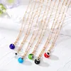Glass Round Blue Evil Eye Bead Necklaces For Women New Color Turkish Lucky Eye Sweater Clavicle Chain Wedding Party Jewelry