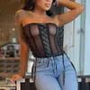 Women's Tanks Women Waist Trainer Girdle Vintage Corset Top Ladies Solid Color Tie Up See-Through Off Shoulder Strapless Simple Fashion Tops