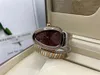 Women's watch, 32mm, stainless steel, double wound snake shaped, imported quartz movement, spring strap, diamond watch ring