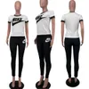 2024 Tute da jogger firmate di marca Tute da donna in cotone taglie forti 2X Abiti estivi set da due pezzi T-shirt e pantaloni a maniche corte Tute con stampa casual Bulk 9514-8