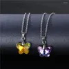 Chaînes Belle Coeur Étoile Papillon Pendentif Collier En Acier Inoxydable Cristal Géométrie Chaîne Neclaces Pour Femmes Mode Bijoux Cadeaux