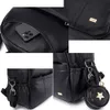 Diaper Bags Fashion PU Black Backpack for Baby Large Capacity Waterproof Pockets Mother Travel Stroller 230317