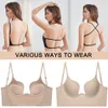 Bras Push Up Bra Backles Low Cut Sexy Sexy Plunge Siere Open Back Wedding Undewear Invisible sans couture Deep U Lingerie 230317