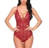 Damen-Nachtwäsche Sexy Dessous Nachtwäsche Einteiliges Babydoll-Nachthemd Aushöhlen Tiefer V-Ausschnitt Spitzen-Outfits Nachthemden Tanga Schlaf trägt