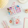 Kawaii Bear Transparent Binder Notebok med Pendant Kpop Pocard Holder Mini 3inch Po Ablum Storage Book