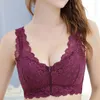 Bras Female Lingerie Front Zip Women Lace Bra Top Push Up Full Cup Bralette Lady Seamless Wireless Fashion Vest Gather Underwear 230317