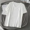 Kvinnors t-shirt plus storlek 6xl 150 kg Summer T-shirt för kvinnor Kort ärm V Neck Casual T-shirt Svartvita stora toppar för Femme Big Top 230320