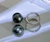 Pendientes de aro simples de Plata de Ley 925 para mujer, 10-11mm, Perla redonda negra de Tahití Real, accesorios de joyería bonitos