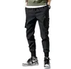 Calças de corrida para homens Calças masculinas casuais Hip Hop com bolso Calças de moletom Streetwear Calças Techwear com fitas