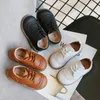 Sneakers High Quality Children Leather Shoes Boys Breathable Baby Toddler Flat Lace Up Leisure Sneaker C12214 230317