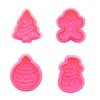 Moules de cuisson 4pcs / set Arbre de Noël en pain d'épice de Noël Emporte-pièce en plastique Plongeur Fondant Sugarcraft Moule à chocolat Outils de décoration de gâteau