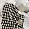 Blankets Ins Wind Black and White Diamond Grid Contrast Small Blanket Soft Breathable Office Nap Blanket To Keep Warm In Autumn Winter 230320