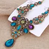 Halsband Modeschmuck Frauen Luxus Strass Kragen Bunte Kristall Blume Bib Aussage Halsketten Anhänger