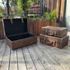 Valises de luxe Vintage voyage en cuir PU maison vêtements à main organisateurs de bagages boîtes grande capacité boîte en bois Prop valise 230317