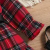 Girl's Dresses Prowow 1-5Y Toddler Girl Christmas Dress Fashion Belted V-neck Red Plaid Dress Winter Year Costume Kids Christmas Outfits 230320