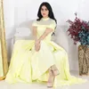 Abiti da festa Prom tubino giallo chiaro con gonne oversize Abito da sera lungo ed elegante Arabia Saudita Abiti da cerimonia con collo alto