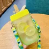 Wasserflaschen Niedliche Strohbecher-Eis am Stiel-Wasserflasche Outdoor-Saft-Trinkwasserflasche Geeignet für Erwachsene Kinder mit Seil 230320