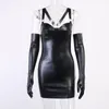 Casual Dresses 1 Set Fashion Sexig klänning från axel Elastic Bodycon Faux Leather Sling Chest Wrap