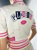 2024デザイナーブランドサマートラックスーツ女性2ピースセット野球ユニフォーム衣装半袖ジャケットショーツカジュアルプリントスポーツウェアジョガースーツ9526-1