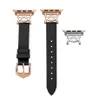 Apple Watch Band 45mm 38mm 44mm 44mm iwatch 3 4 5 7 41mm 밴드 금속 커넥터 로즈 골드 버클 가죽 숙녀 여성의 디자이너 슬림 스트랩