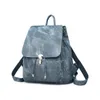 School Bags Vintage Women's Solid Color Denim Two-Piece Backpacks Backpack Fashion PU Casual Travel Backbag With Small Storage Bag