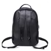 Backpack Fashionable Leather Double Shoulder Man's Headband Cowhide Fashion Lychee Pattern Splicing Outdoor Travel Large Capacity Bag