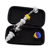 CSYC NC039 Kits de fumer portables Pipe à main en verre avec pointe en titane de 14 mm Quartz Banger Nails Dabber Tool Zipper Case Mini Dab Rig Water Bongs