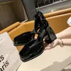 Sandals Lace Bowknot Pearls Strap Platform Pumps Women Thick Heels Mary Jean Shoes Woman Square Toe High Heeled Ladies 230320