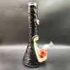 35CM 14 pollici Handy Bong Bong in vetro Pipa ad acqua 3D Nero Cyclone Monster 9MM Spessore Puffo rosso Bong in vetro Becher spesso Fumatori Bubbler Dab Rig