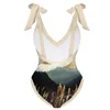 Maillot de bain femme maillot de bain une pièce avec jupe couvrir robe de plage de vacances rétro dos nu été élégant vêtements de surf femme