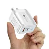 Caricabatterie da muro da viaggio con doppia porta USB AC QC3.0 PD da 25 W Spina EU US UK per Iphone Samsung Lg Telefono Android con scatola al dettaglio