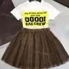 Roupas de grife de luxo Conjuntos de t-shirtshtshortst da moda britânica marca de moda verão childrens tesouros femininos tees de algodão da moda saia de gaze 3a