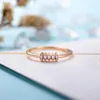 Cluster-Ringe aus massivem 14-karätigem Roségold, winziger Moissanit-Hochzeitsring, stapelbarer Brautschmuck für Frauen, Geschenk