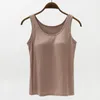 Damestanks Camis Vest Tops met ingebouwde bh -nek gevoerde slanke fit tank sexy shirts feminino casual 230317