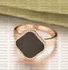 Vintage Klassisk Solitaire Ring 4/Fyrklöver Ring Pärlemor 18K guldpläterad Ring Damer och flickor Alla hjärtans dag högkvalitativa smycken present