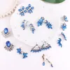 Stud Earrings LUBOV Trendy Royal Blue Crystal Stone Piercing Rhinestone Inlaid Women Jewelry