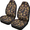 Автомобильные покрытия сиденья темно -синий золотой декор цветочные цветы пара 2 передних защитных аксессуаров