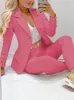 Kadın Suit Blazers Pink Ladies Business Suits Ofis Wear Women's Casual Moda 2 Parça Set Blazer Pantolon Kadın Pantolon Pantolon Pantolon Takım 230320
