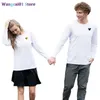 wangcai01 DIY T-Shirt PLAY Men Women Long-seved broidered Heart Cotton Spring Autumn O-neck Solid Color Loose Casual Coup T-shirt 0320H23