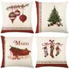 Pillow 45x45cm Christmas Decoration Cover Santa Claus Sofa Holiday Pillowcase Linen Pillows