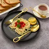 Dinnerware Sets 5Pcs Luxury Tableware tainless Steel Knife Fork Spoon Cutlery Elegant Hangable Design Customizable 230320