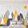 Papéis de parede Bacaz geometria amarela abstrata papel de parede Sun Birds Mountain Mural para sofá de quarto de papel de parede 3d papel de parede