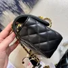 Borse a tracolla a tracolla Mini classica con patta CC Pearl Crush Pelle di agnello nera Borsa hardware oro Borse Designer Donna S Borse a tracolla