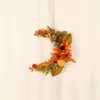 Chandelier Crystal Fall Wreath Maples Leaves Pumpkin Sun Flowers Moon-shaped For Halloween Thanksgiving Day Home Decoration