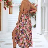 Vestidos casuais chifirena backless halter vestido longo para mulheres com estampa floral com estampa floral de flaghett de mangas